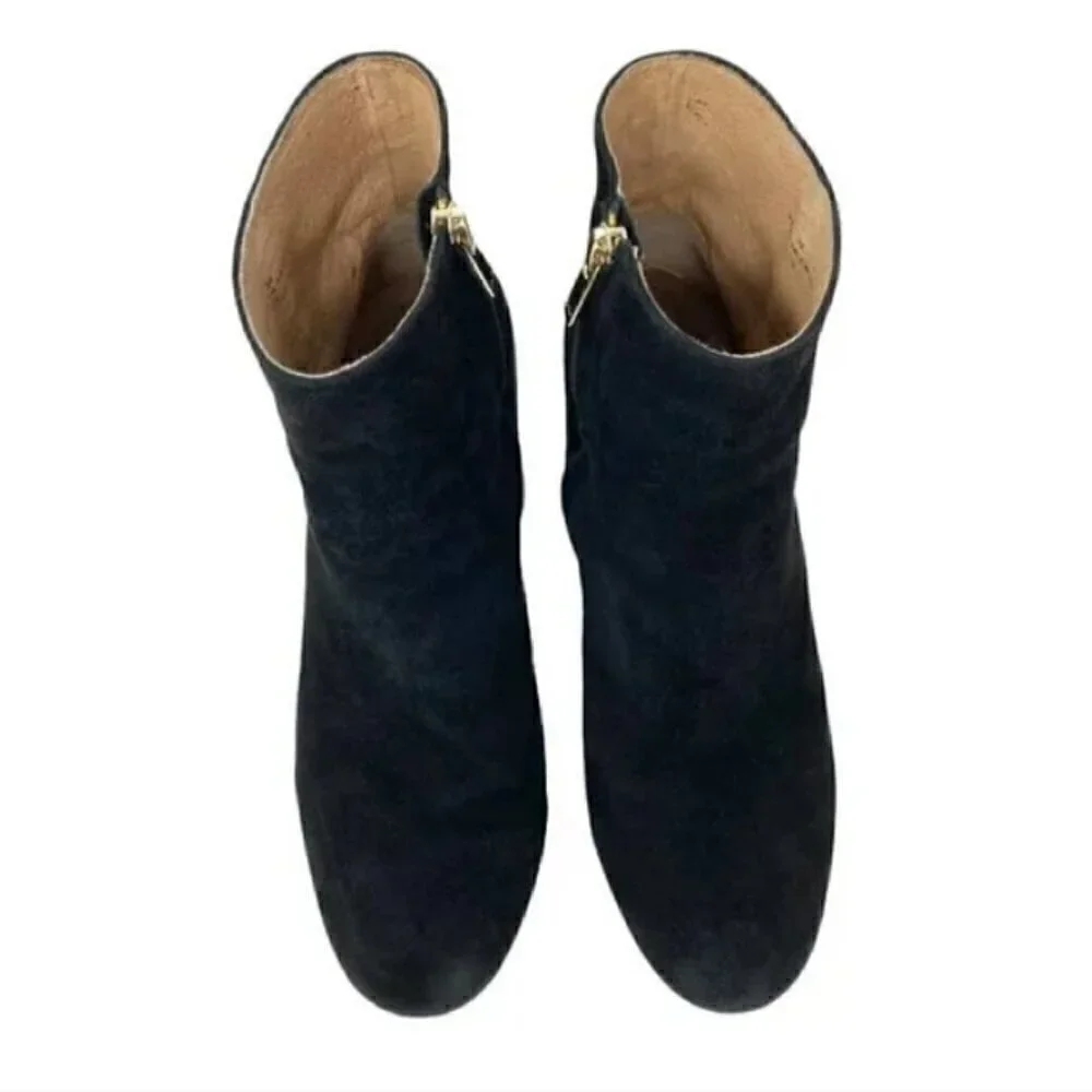 Joie Rarly Black Suede Zip Almond Toe Ankle Boots - Size 8.5 EU 39